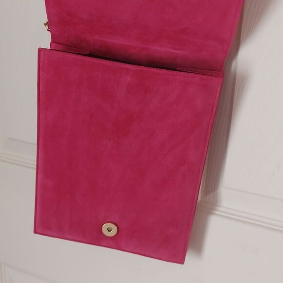 Vintage Rare SAFI Canada Fuchsia Pink Suede Leather Crossbody Bag - Picture 6 of 13